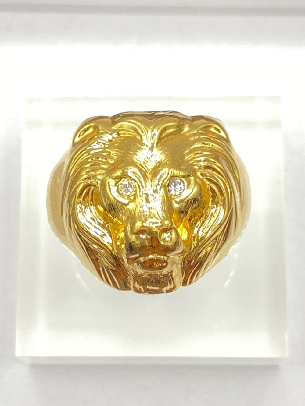 Vintage Gold Plated Lion Head Statement Unmarked Thick Unisex Ring Heavy Chunky